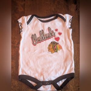 NHL Blackhawks White and Black Baby Bodysuit/ 3-6 Months